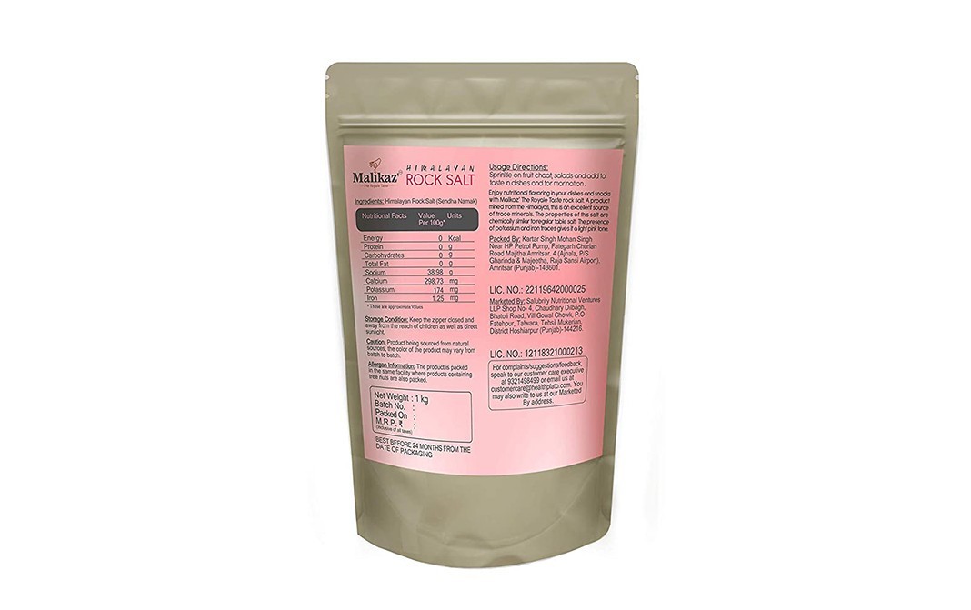 Malikaz' Himalayan Rock Salt    Pack  1 kilogram